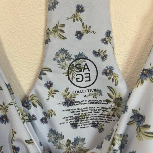 Sage Collective Floral Racerback Active Dress with Shorts Blue Size M - Picture 7 of 9